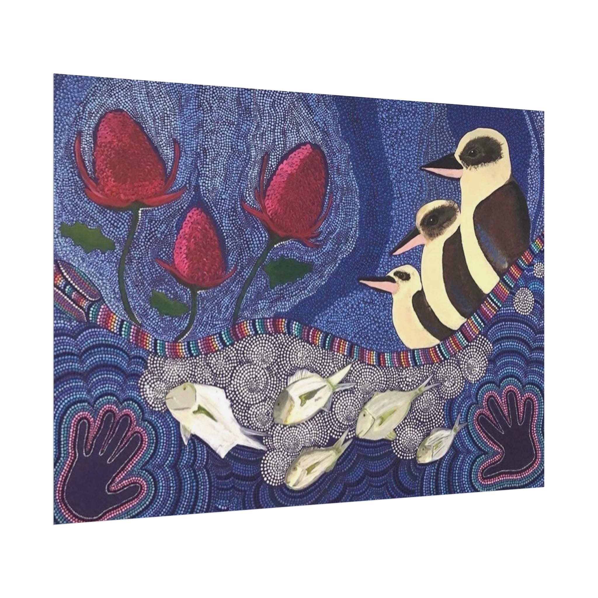 Australian Natives by Artist Kim's Dot Paintings Rolled Poster - Lost Manly Shop