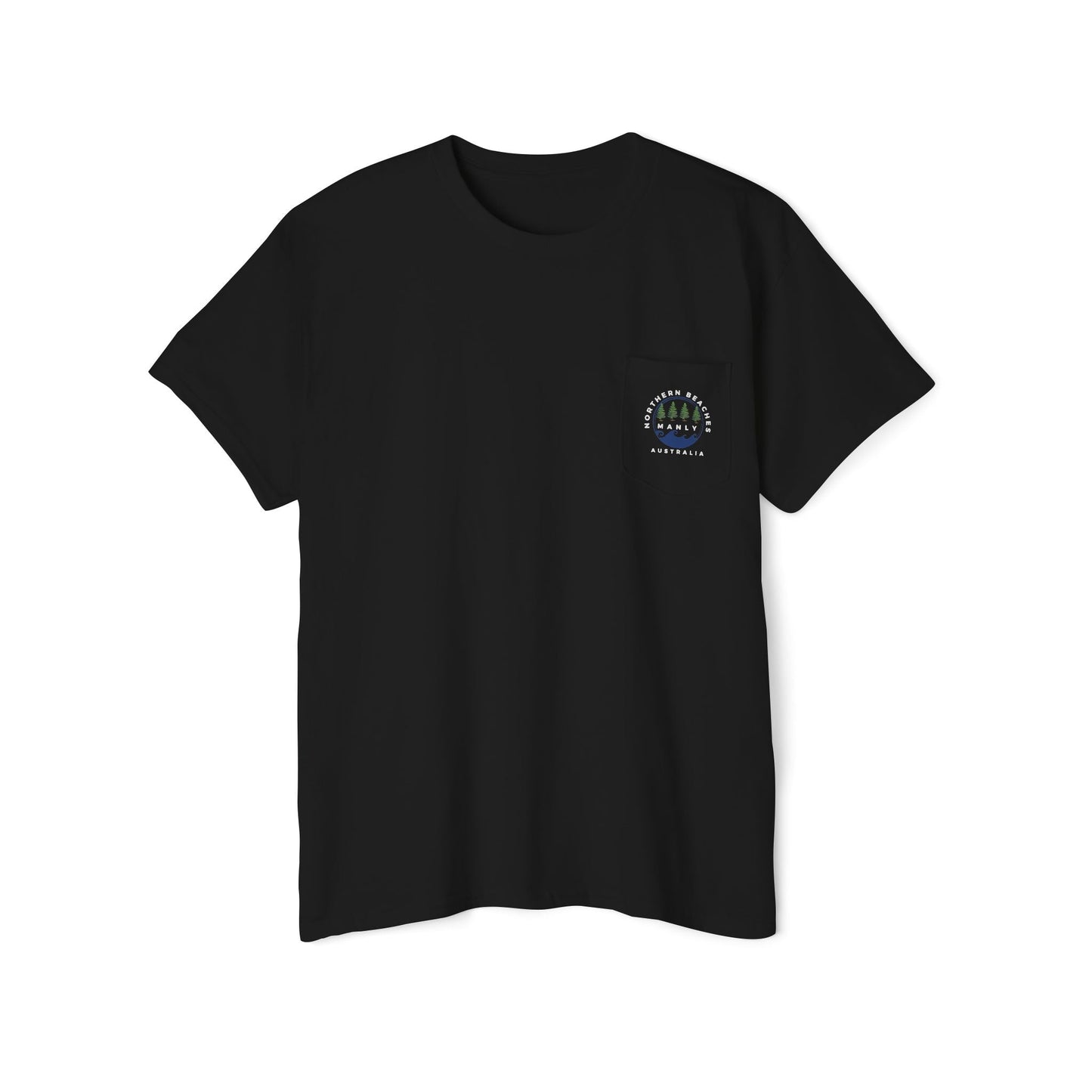 "The Westwood" Northern Beaches Manly Australia 2 different front/back Logos Heavy Cotton Pocket Tee Printify