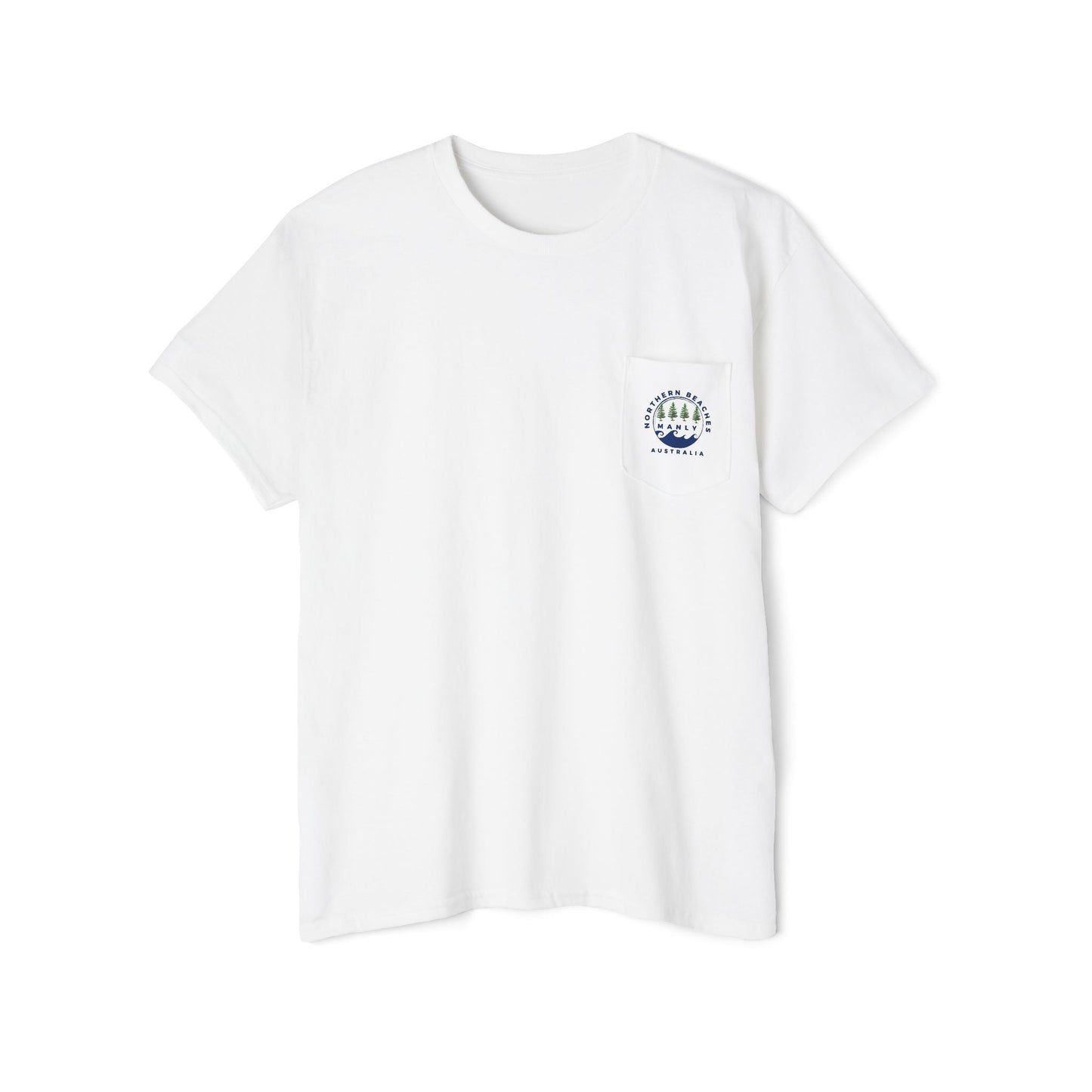 "The Westwood" Northern Beaches Manly Australia 2 different front/back Logos Heavy Cotton Pocket Tee Printify