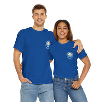 Heavy Cotton T-Shirt with free Canva custom designed logo front and back 