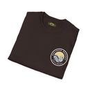 Collaroy custom logo front and sleeve. Lost Manly label. Unisex Soft style T-Shirt Printify