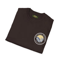 Collaroy custom logo front and sleeve. Lost Manly label. Unisex Soft style T-Shirt Printify