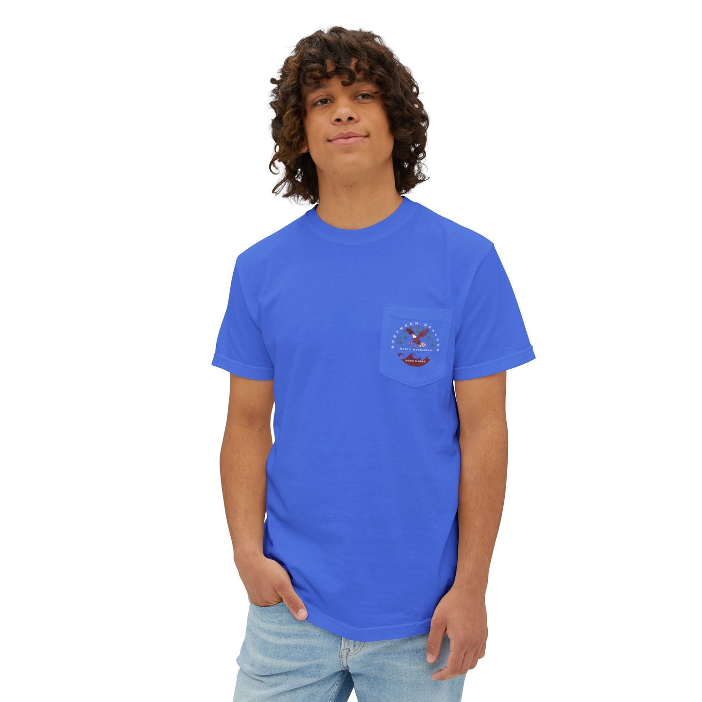 "The Westwood" Northern Beaches custom design front and back logo on Garment-Dyed Pocket T-Shirt for Nature Lovers
