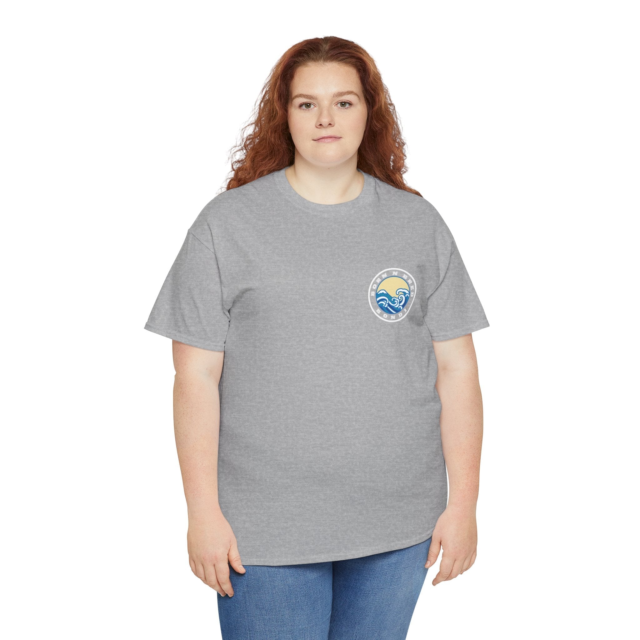 Heavy Cotton T-Shirt with free Canva custom designed logo front and back 