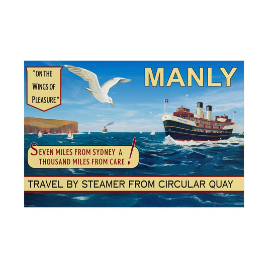 'Seven Miles from Sydney' Manly  Vintage Travel Poster Print 