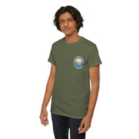 Heavy Cotton T-Shirt with free Canva custom designed logo front and back 