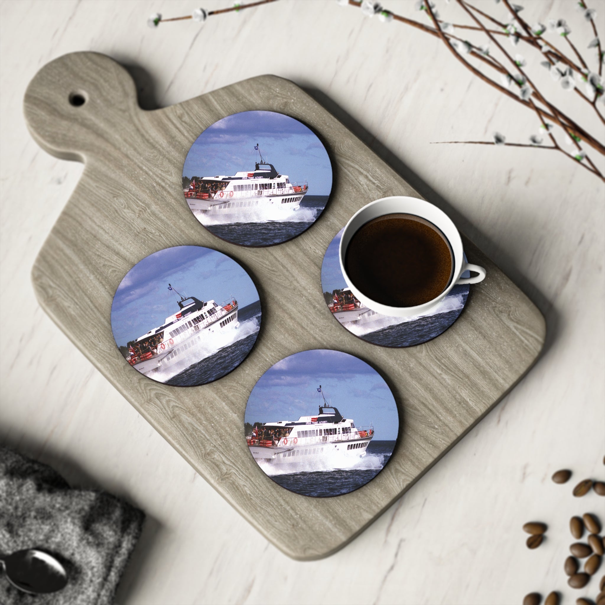 Cork Coasters - 'MANLY' Hydrofoil on Sydney Harbour - Lost Manly Shop