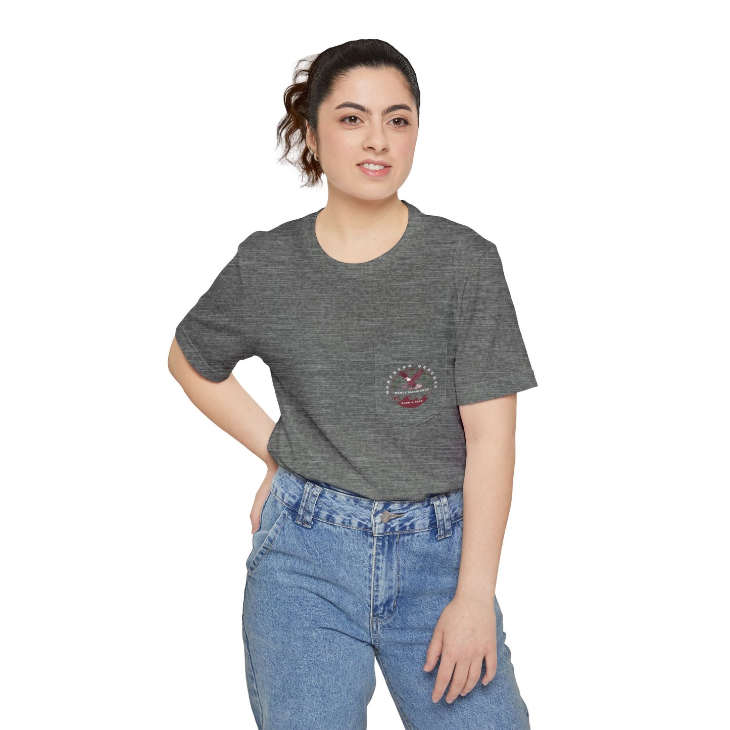 "The Westwood" Northern Beaches custom design different front and back logo, Pocket T-shirt - Casual, Nature-Inspired Wear