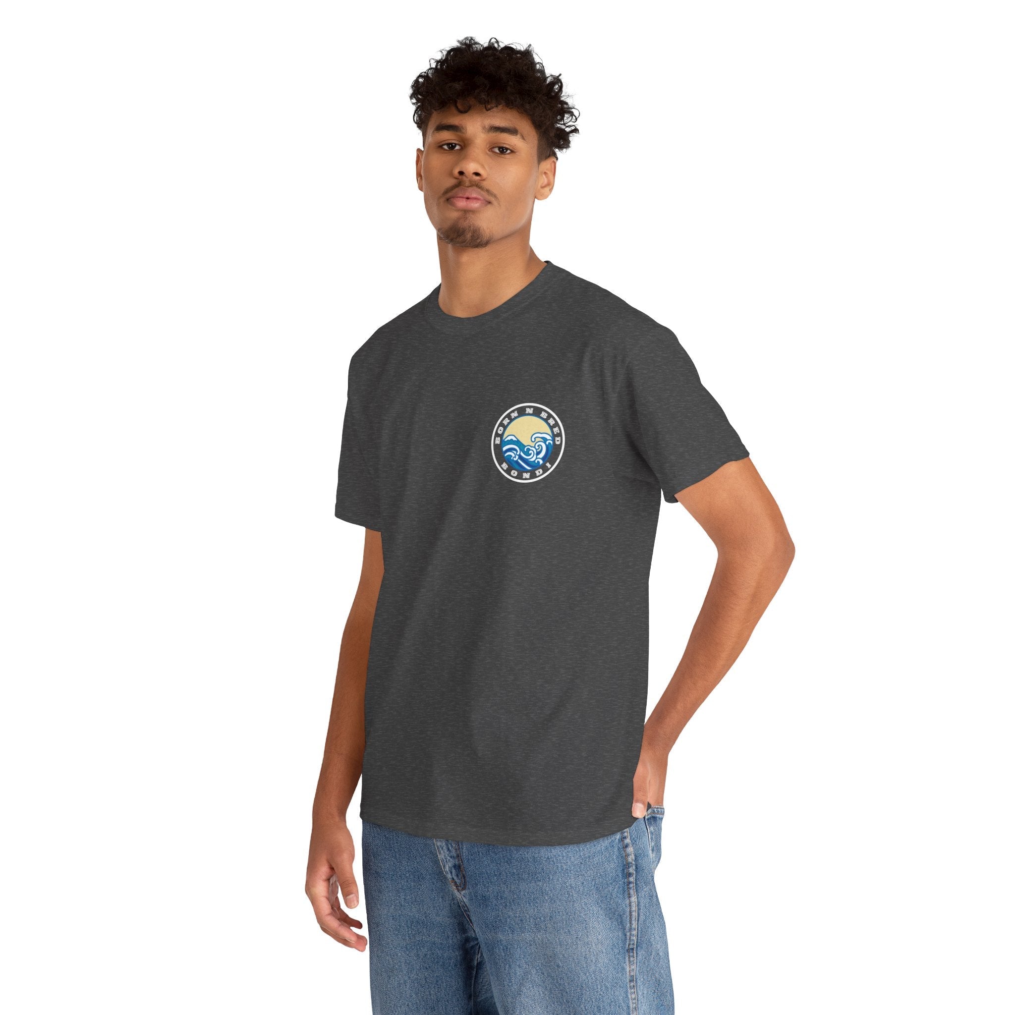 Heavy Cotton T-Shirt with free Canva custom designed logo front and back 