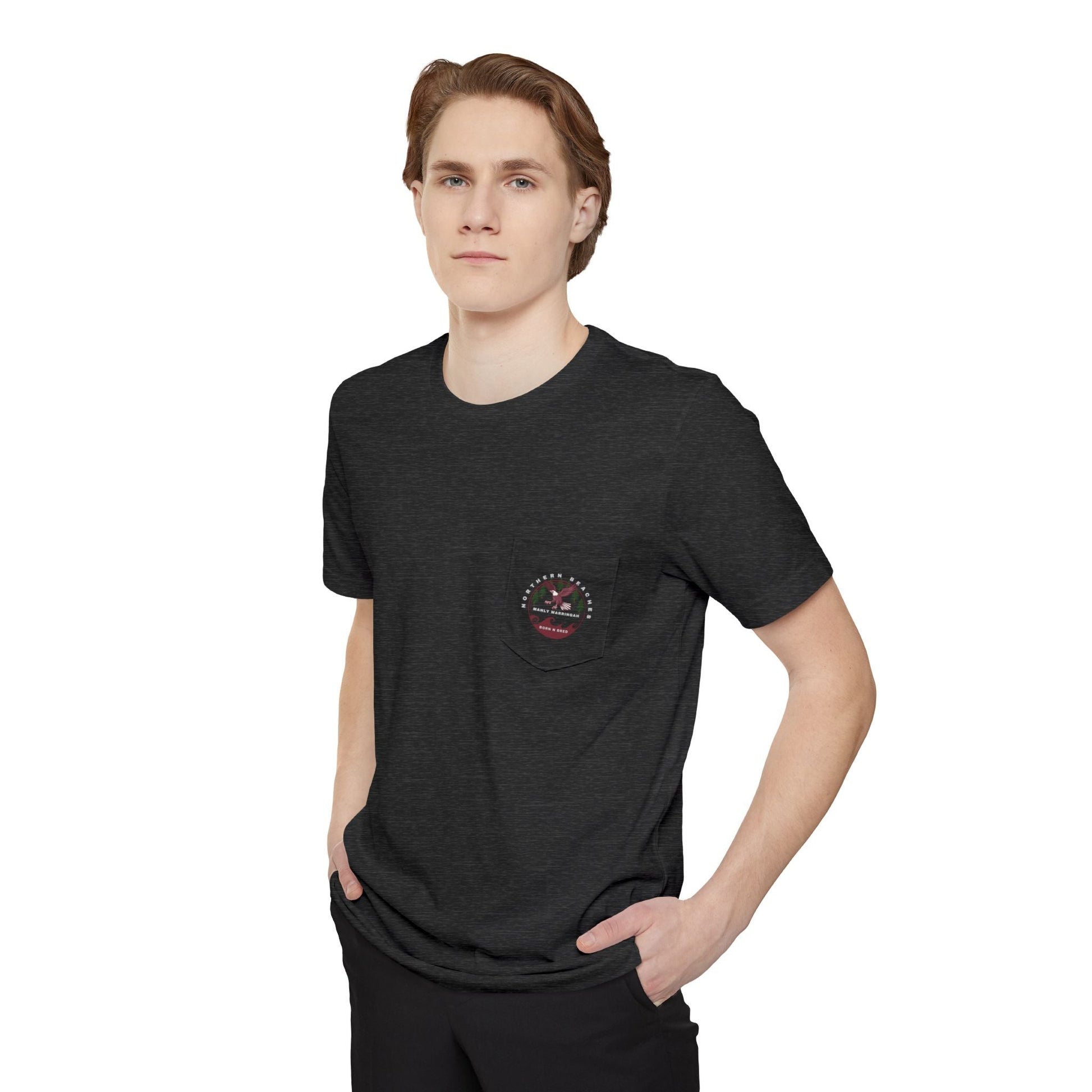 Manly Warringah Born n Bred Unisex Pocket T-shirt Printify