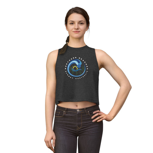 Lost Manly custom logo edition Northern Beaches Wave Crop Top – Women's Coastal Surf Graphic Tank - US Orders - Lost Manly Shop
