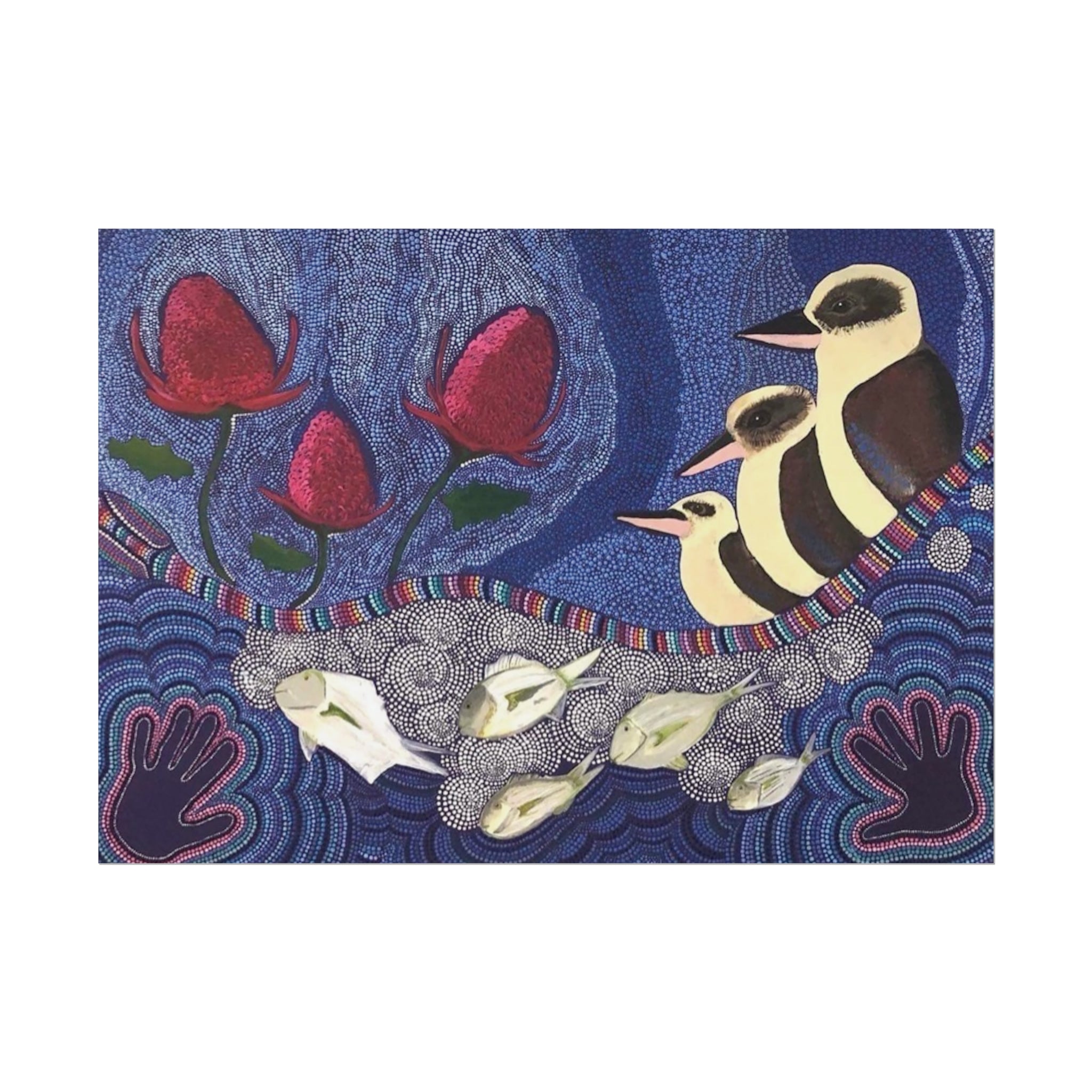 Australian Natives by Artist Kim's Dot Paintings Rolled Poster
