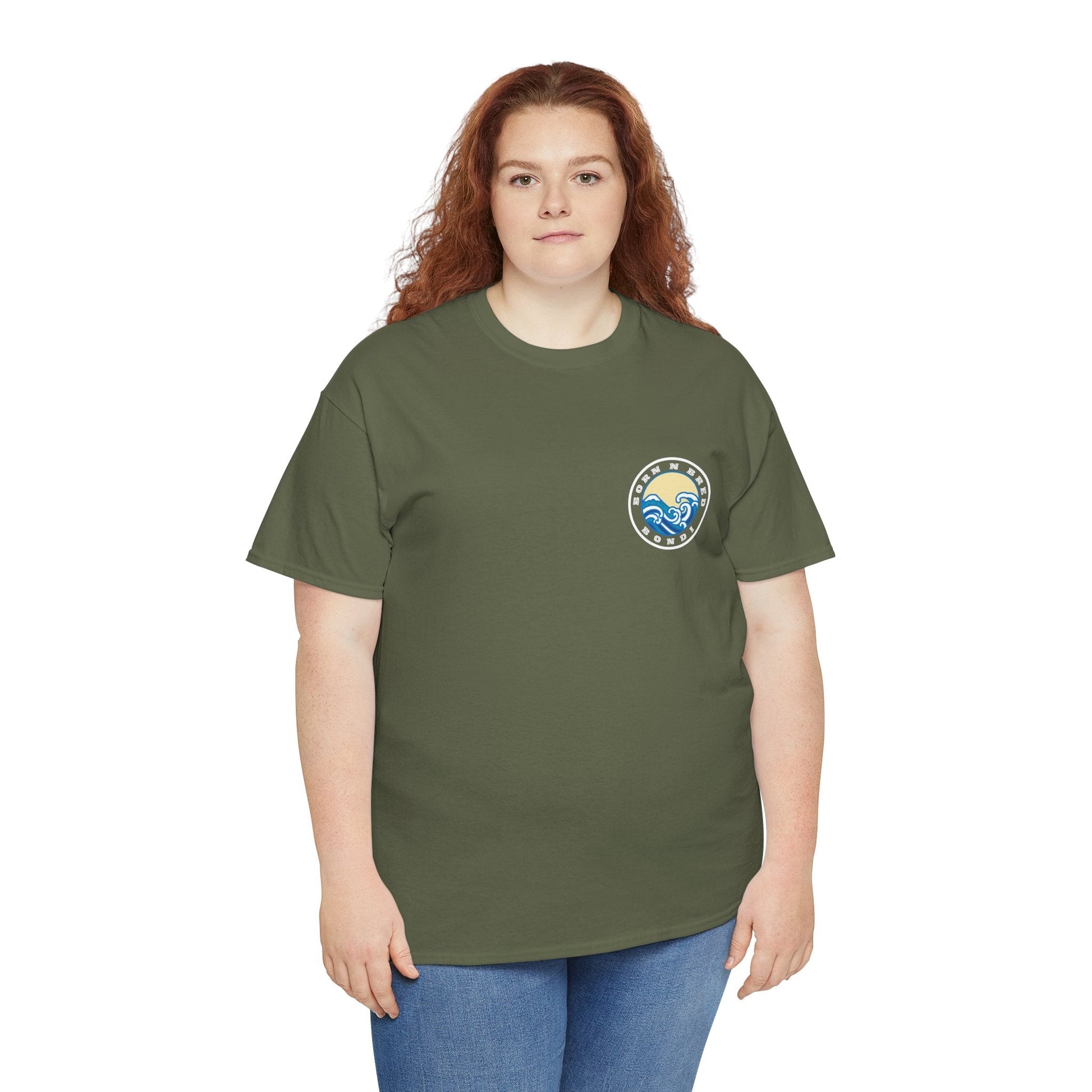 Heavy Cotton T-Shirt with free Canva custom designed logo front and back 