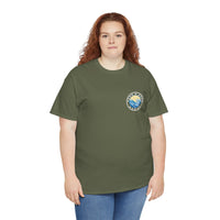 Heavy Cotton T-Shirt with free Canva custom designed logo front and back 
