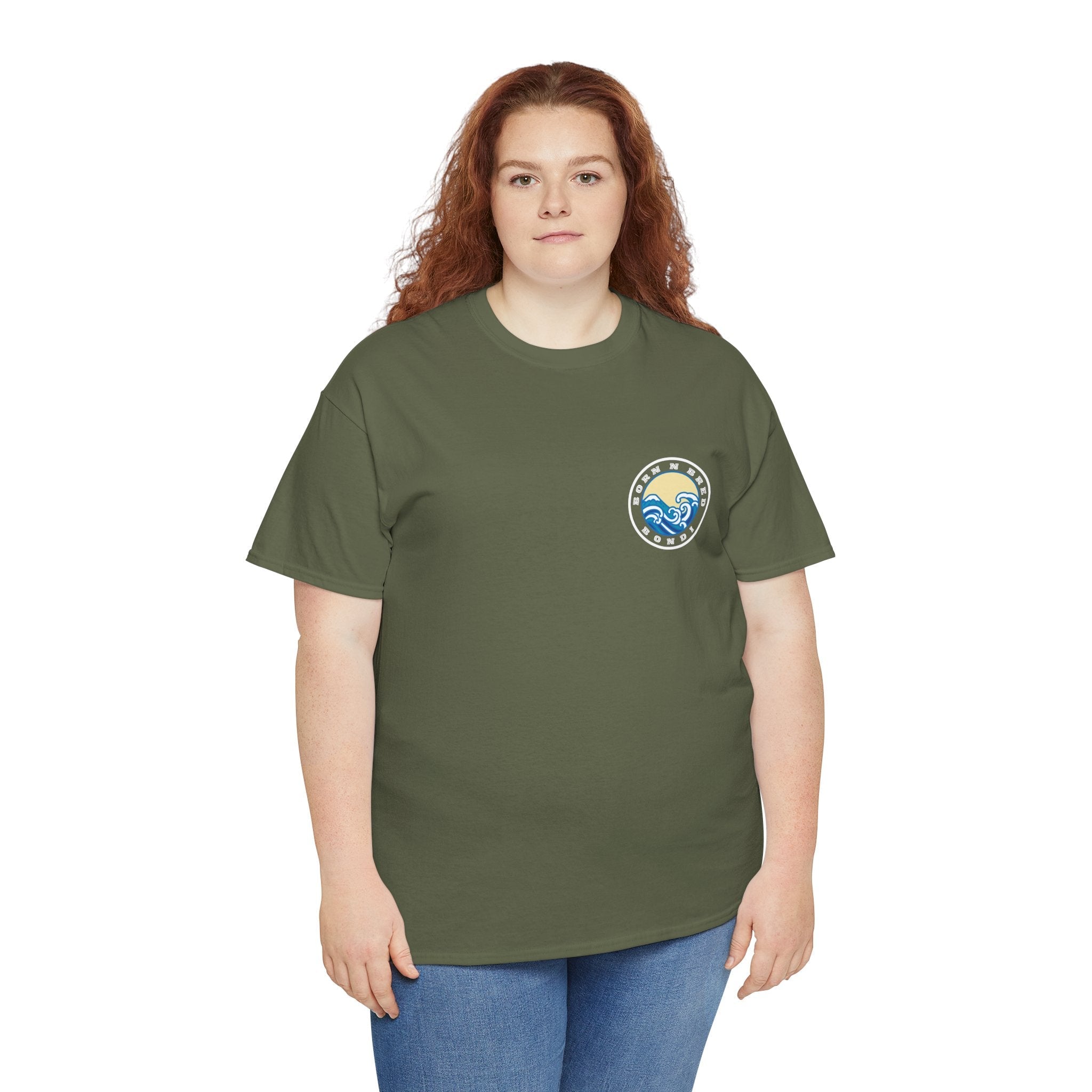 Heavy Cotton T-Shirt with free Canva custom designed logo front and back 