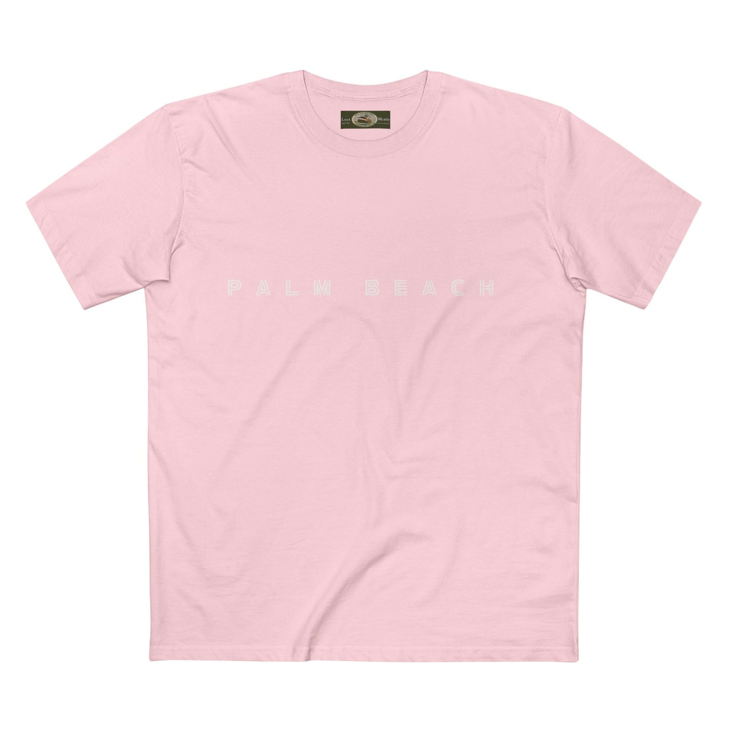 Palm Beach custom logo print Lost Manly label on Adult Staple Cotton T-Shirt Printify