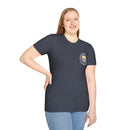 Collaroy custom logo front and sleeve. Lost Manly label. Unisex Soft style T-Shirt Printify