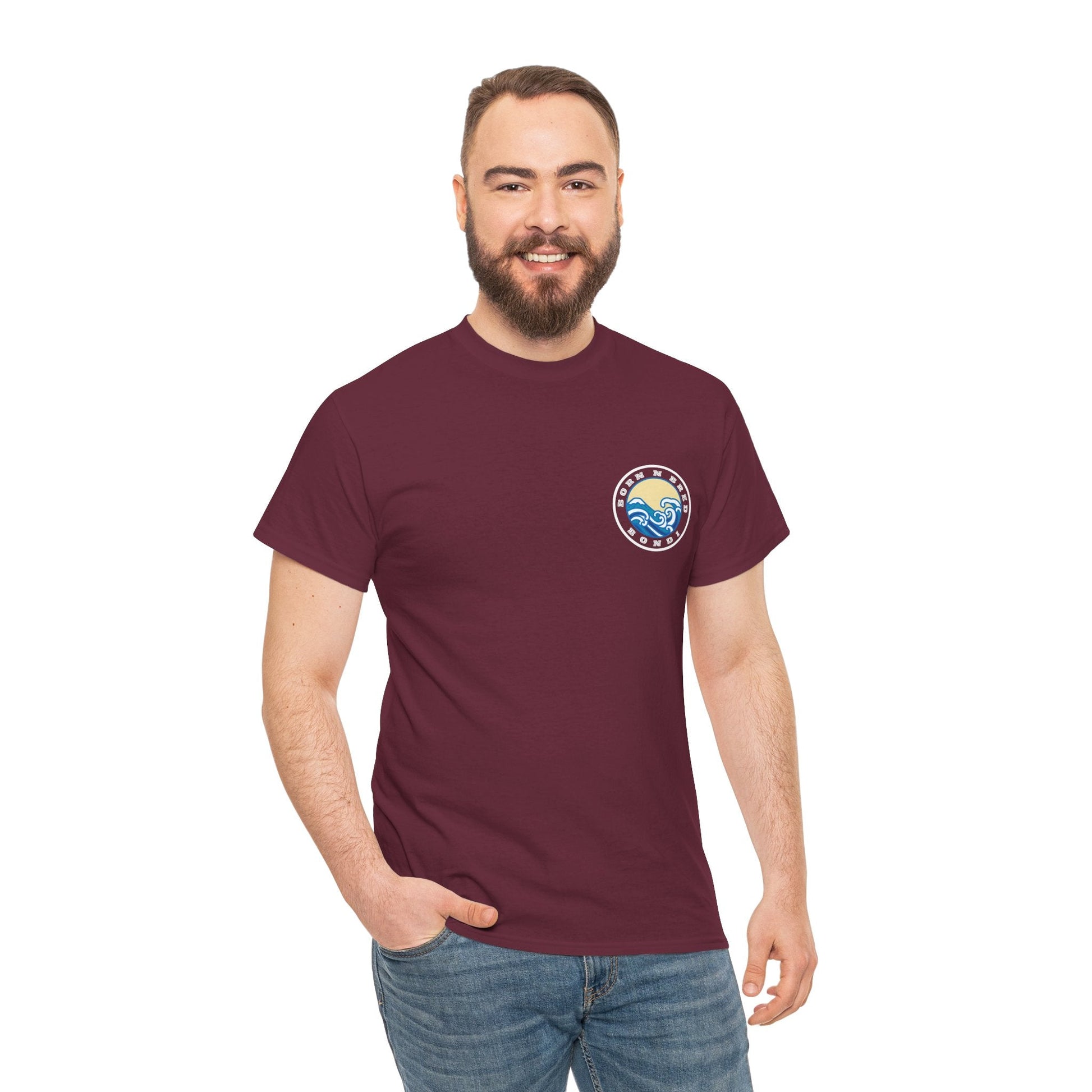 Heavy Cotton T-Shirt with free Canva custom designed logo front and back 