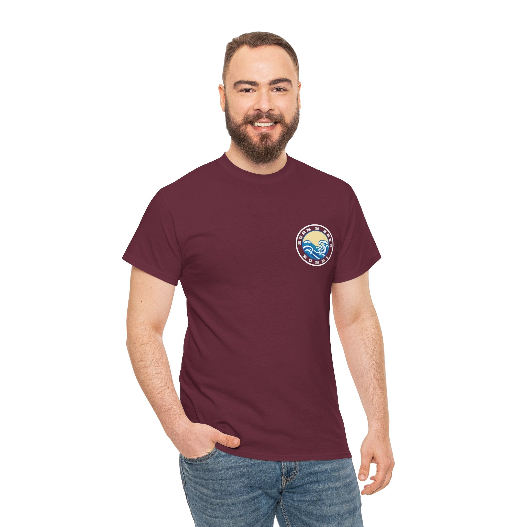 Heavy Cotton T-Shirt with free Canva custom designed logo front and back 