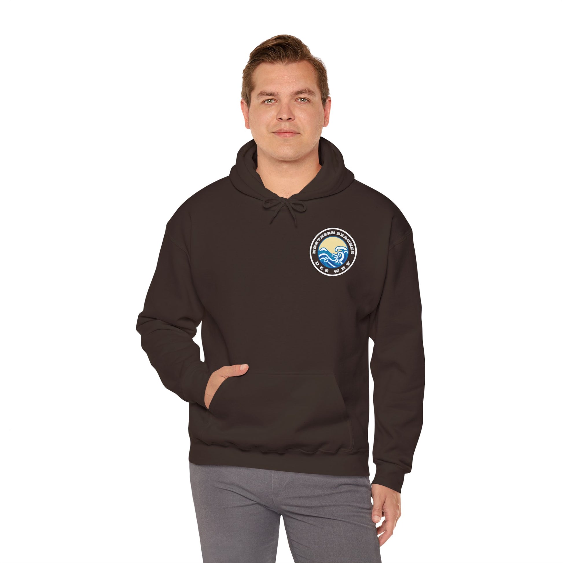 Lost Manly custom Northern Beaches Dee Why front and back logo edition Hoodie - Lost Manly Shop