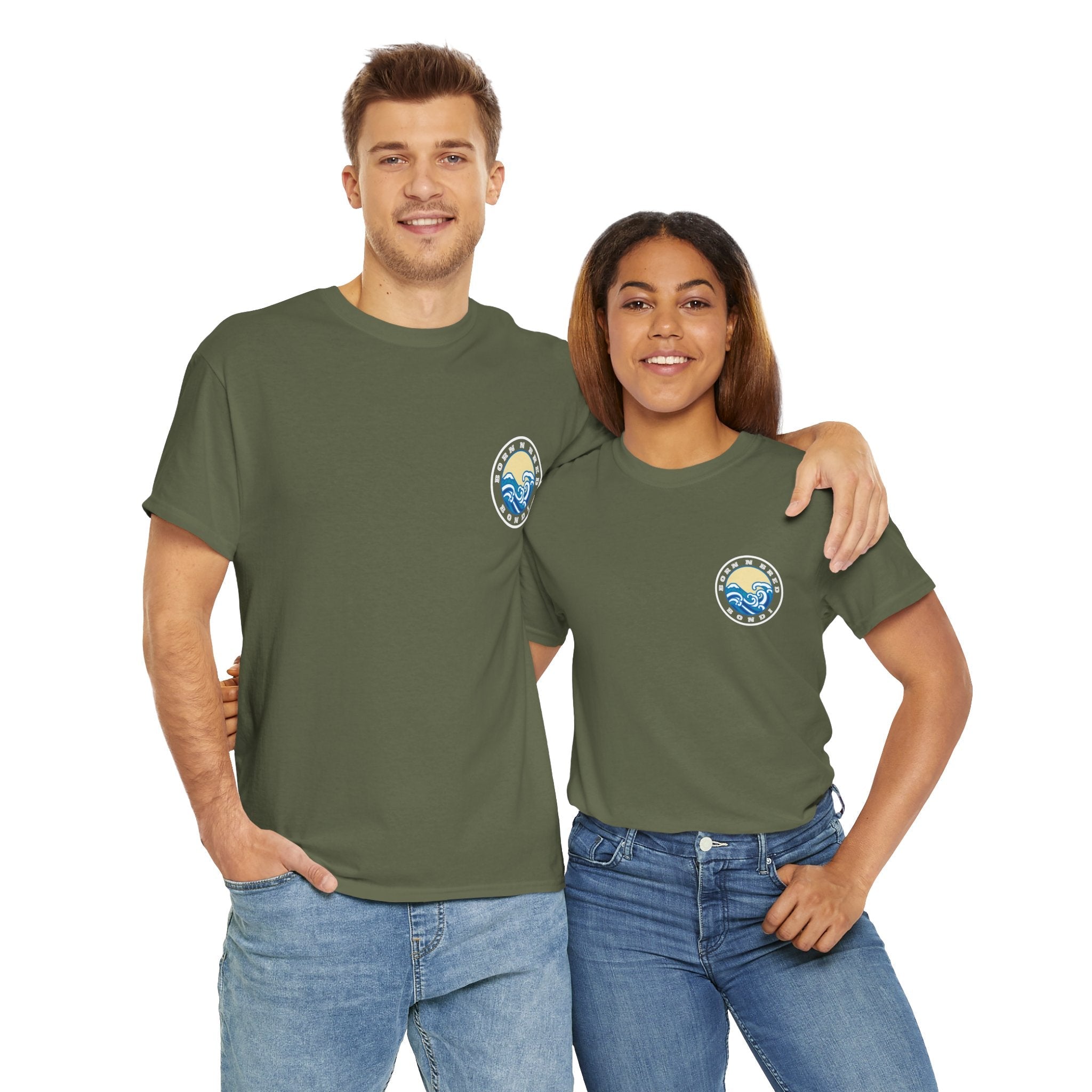 Heavy Cotton T-Shirt with free Canva custom designed logo front and back 