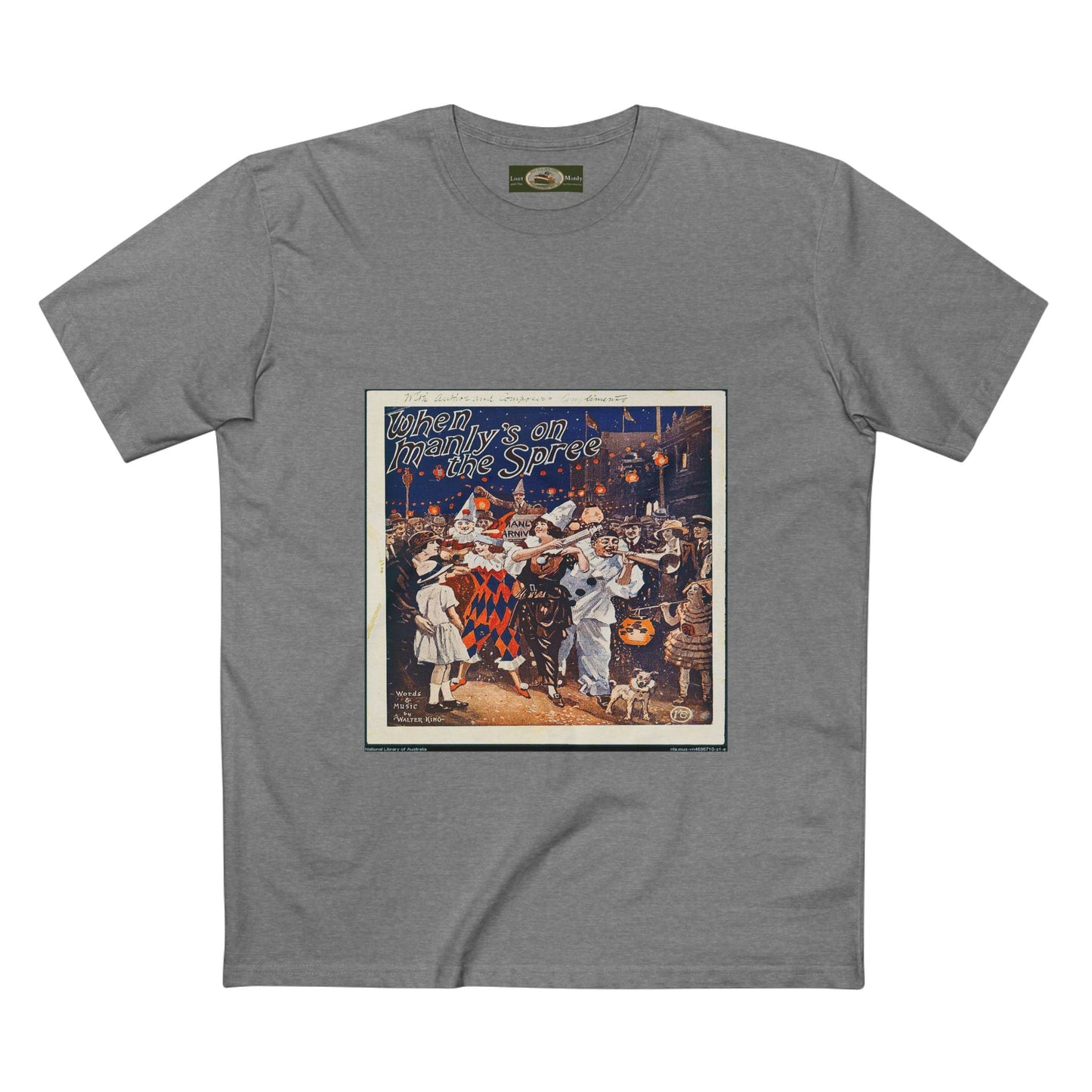 Vintage Manly Mardi Gras Staple Tee Printify
