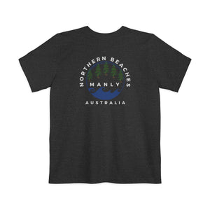 "The Westwood" Northern Beaches custom design different front and back logo, Pocket T-shirt - Casual, Nature-Inspired Wear Printify