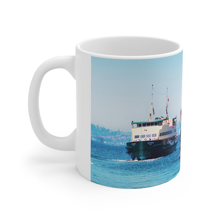 Coffee Mug - South Steyne Ferry Returning to Manly Wharf January 1991 Photo by Geoff Eastwood - Lost Manly Shop