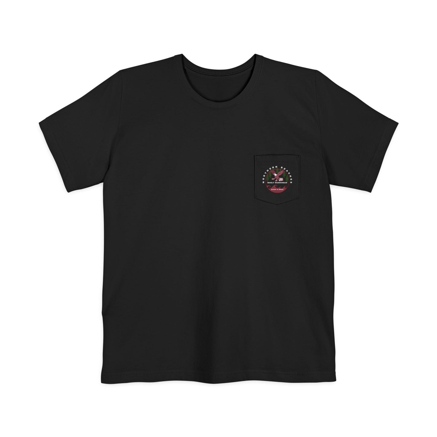 "The Westwood" Northern Beaches custom design different front and back logo, Pocket T-shirt - Casual, Nature-Inspired Wear