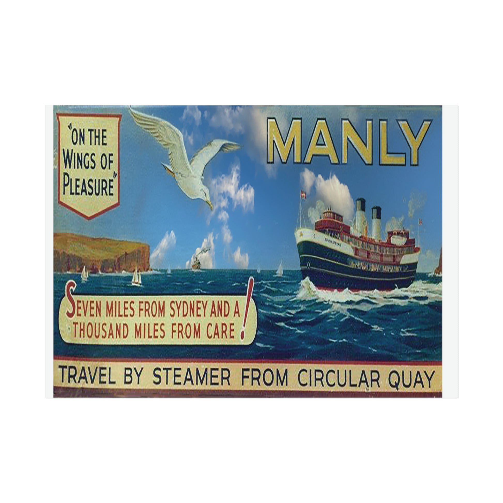 Seven Miles from Sydney Travel Poster 1940s Rolled Posters - Lost Manly Shop