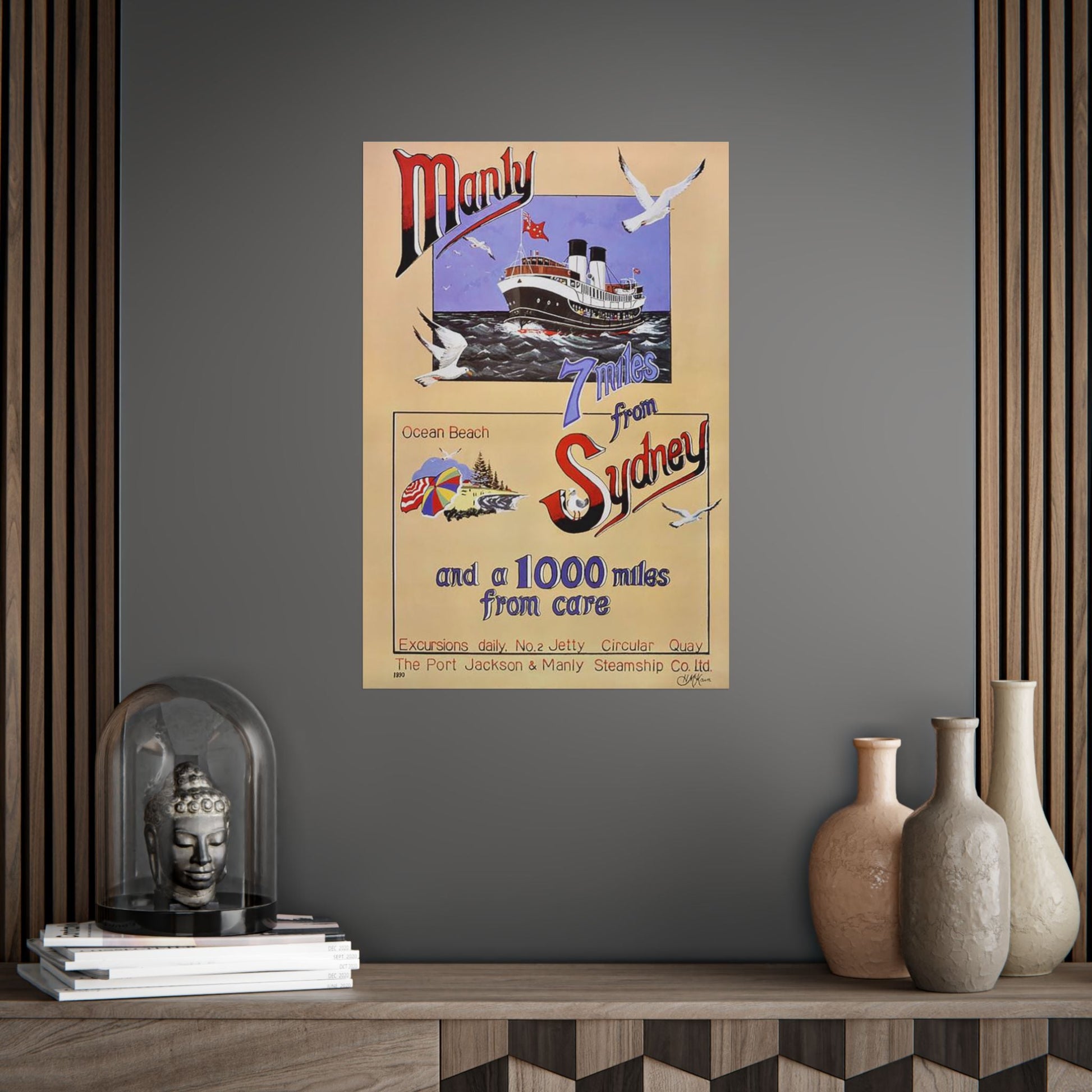 Lost Manly Vintage Poster Print - Australian Artist Henry McKain (1939-1990) 