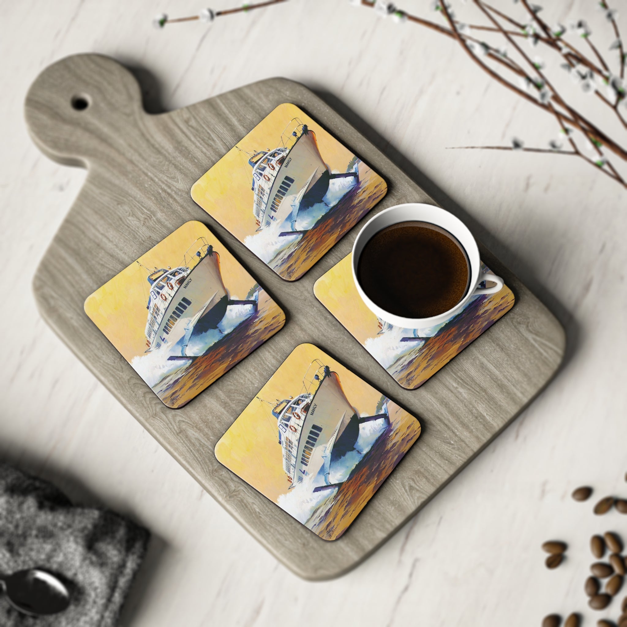 Cork Coasters - 'Manly' Hydrofoil on Sydney Harbour - Lost Manly Shop