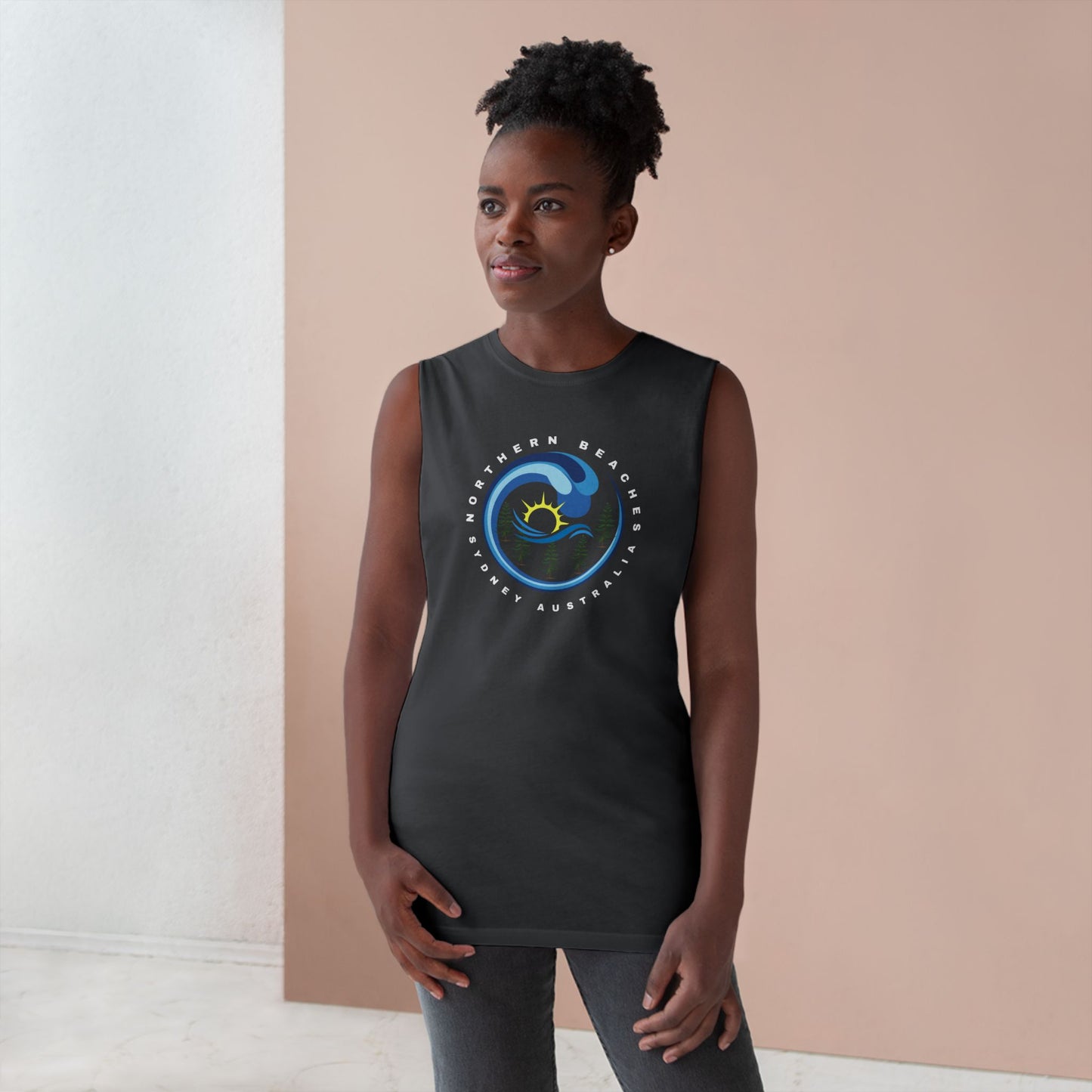 Lost Manly custom logo edition Barnard Surf Wave Tank Top — Coastal Graphic Tank with "Northern Beaches" Design - Lost Manly Shop