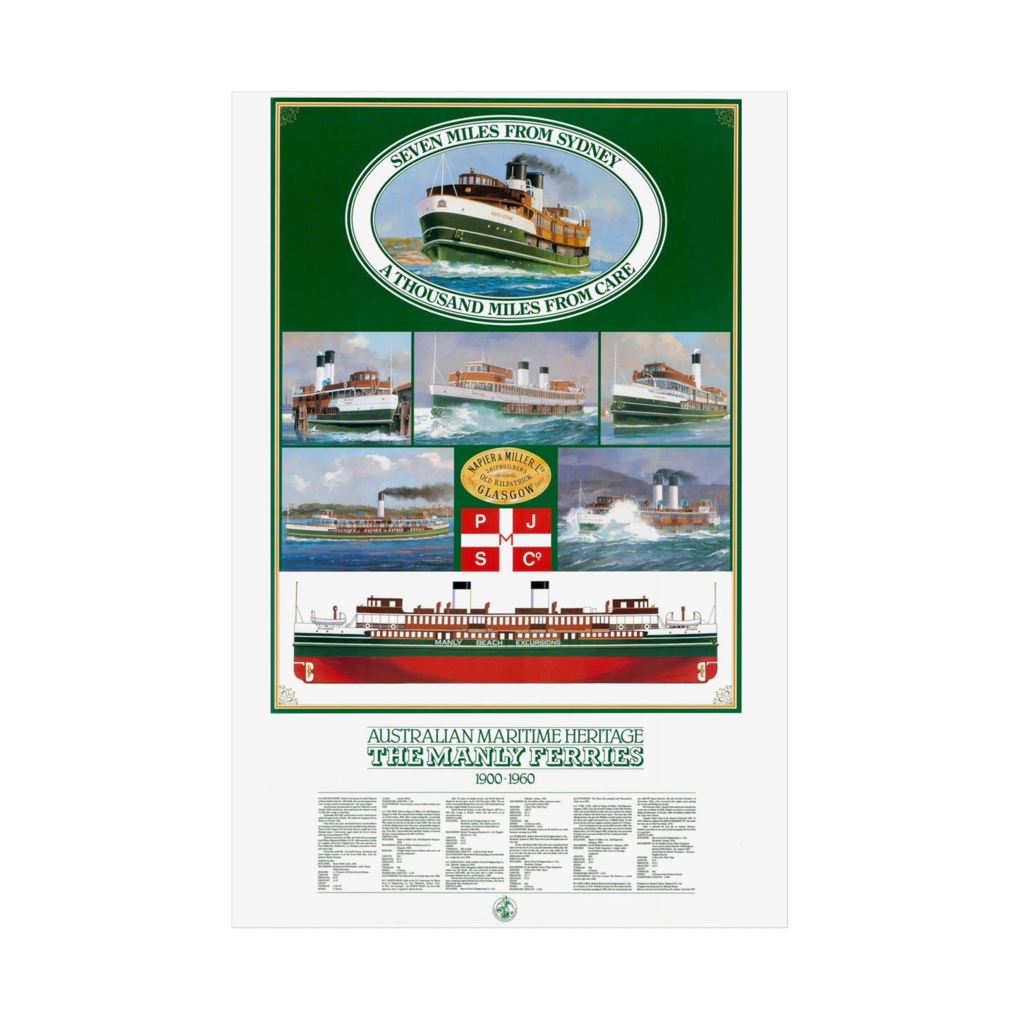 Poster Australian Maritime Heritage The Manly Ferries 1900-1960 - Lost Manly Shop