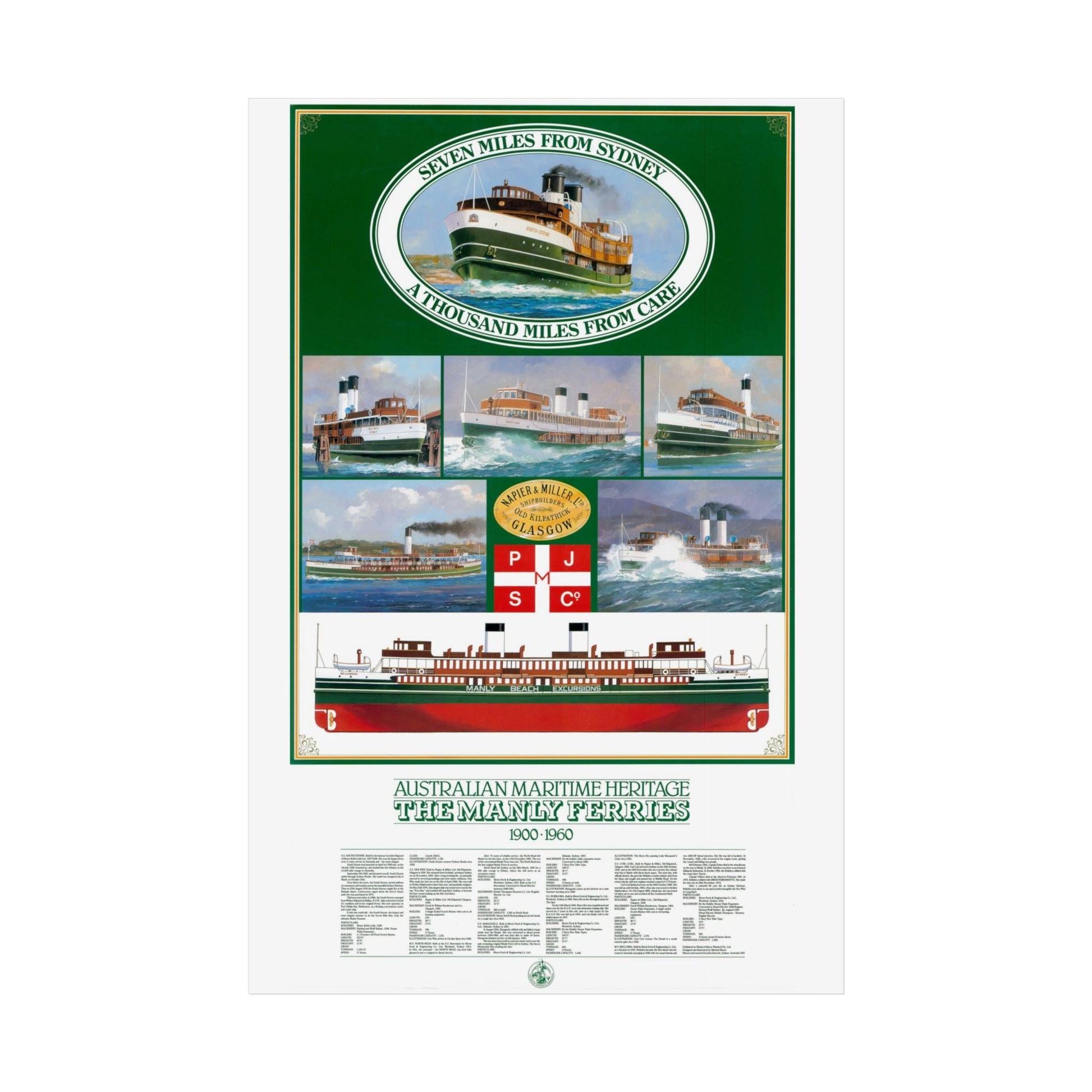 Poster Australian Maritime Heritage The Manly Ferries 1900-1960 - Lost Manly Shop