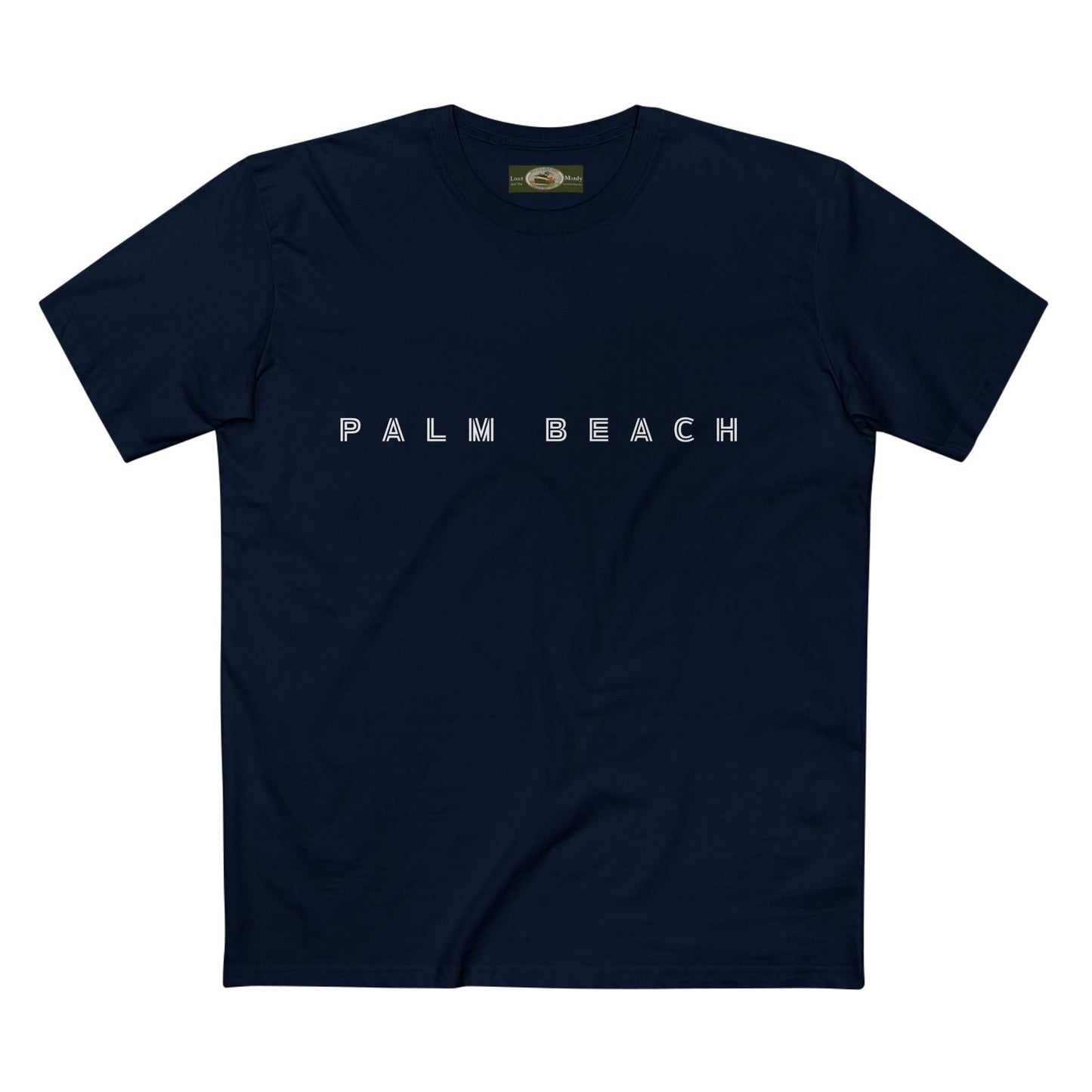 Palm Beach custom logo print Lost Manly label on Adult Staple Cotton T-Shirt Printify