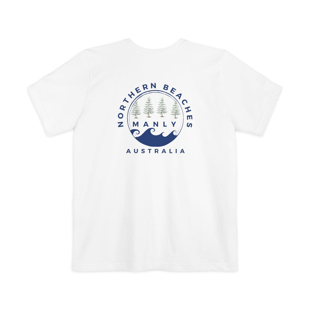 "The Westwood" Northern Beaches custom design different front and back logo, Pocket T-shirt - Casual, Nature-Inspired Wear Printify