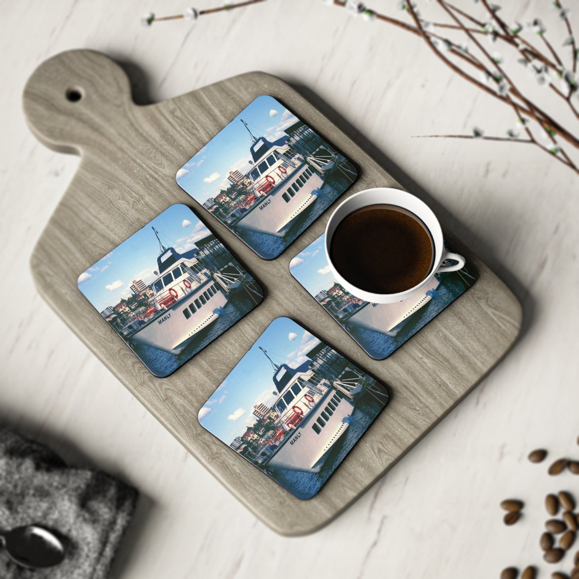 Cork Coasters - 'MANLY' Hydrofoil at Manly Wharf - Lost Manly Shop