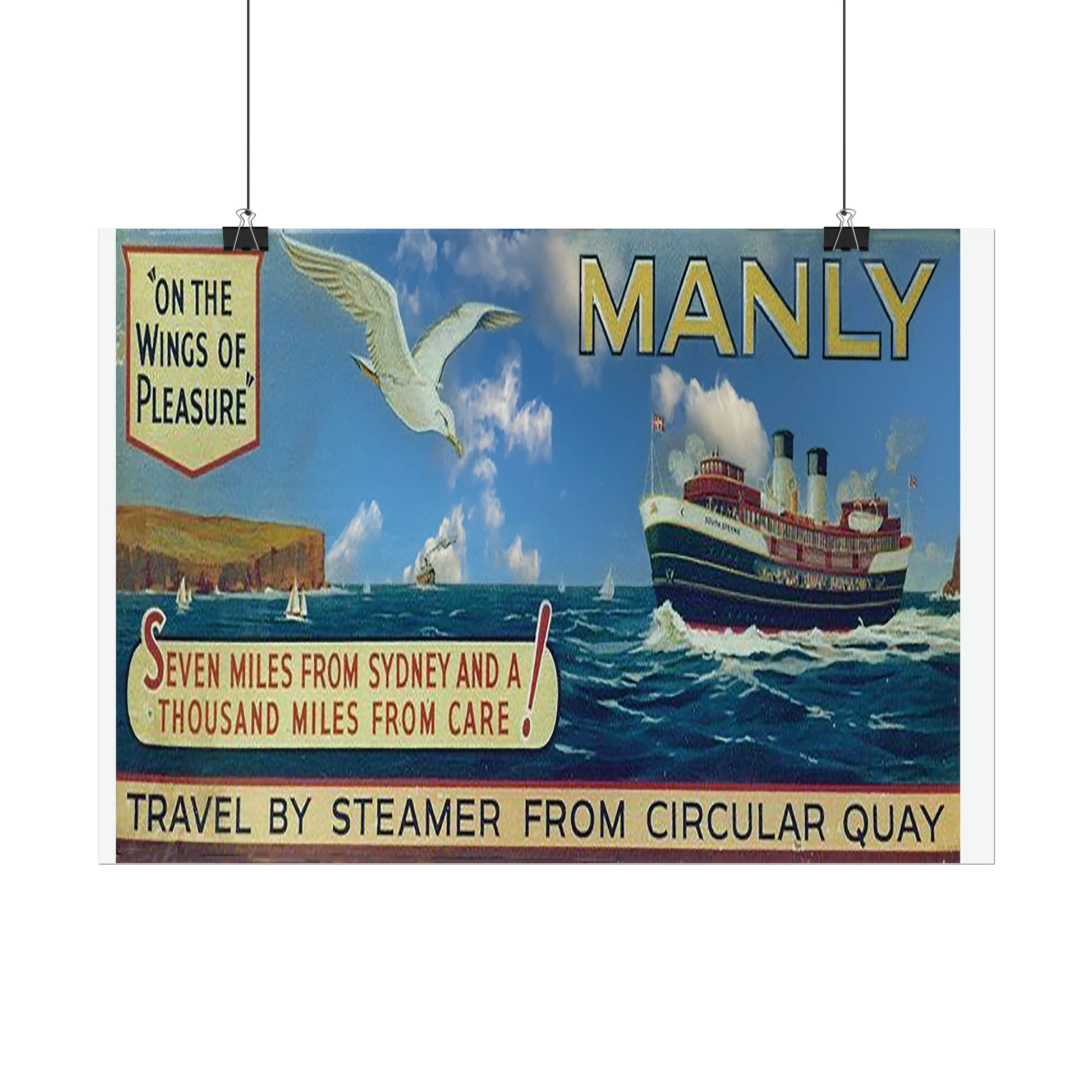 Seven Miles from Sydney Travel Poster 1940s Rolled Posters - Lost Manly Shop