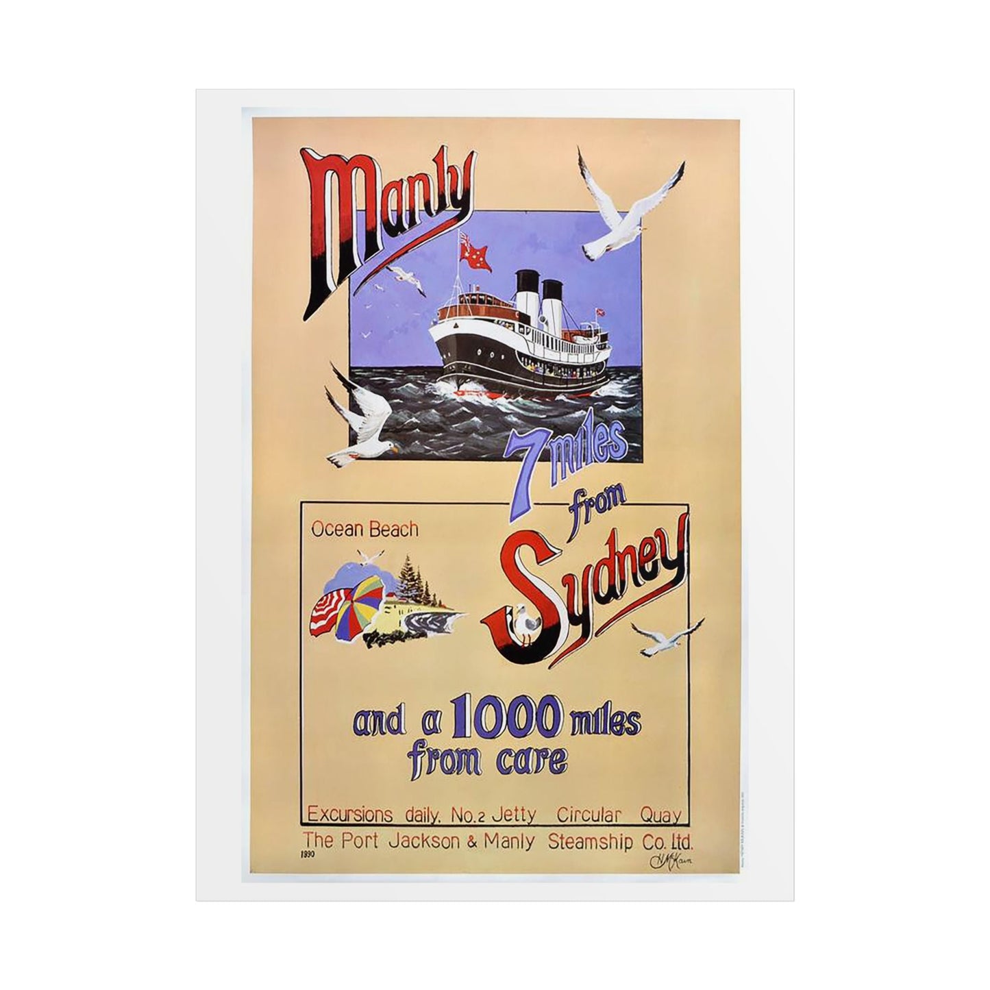 Vintage Travel Poster — “Seven Miles from Sydney” (Unframed) 