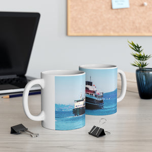 Coffee Mug - South Steyne Ferry Returning to Manly Wharf January 1991 Photo by Geoff Eastwood - Lost Manly Shop