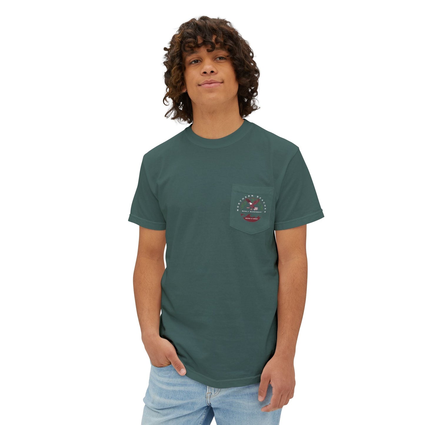 "The Westwood" Northern Beaches custom design front and back logo on Garment-Dyed Pocket T-Shirt for Nature Lovers