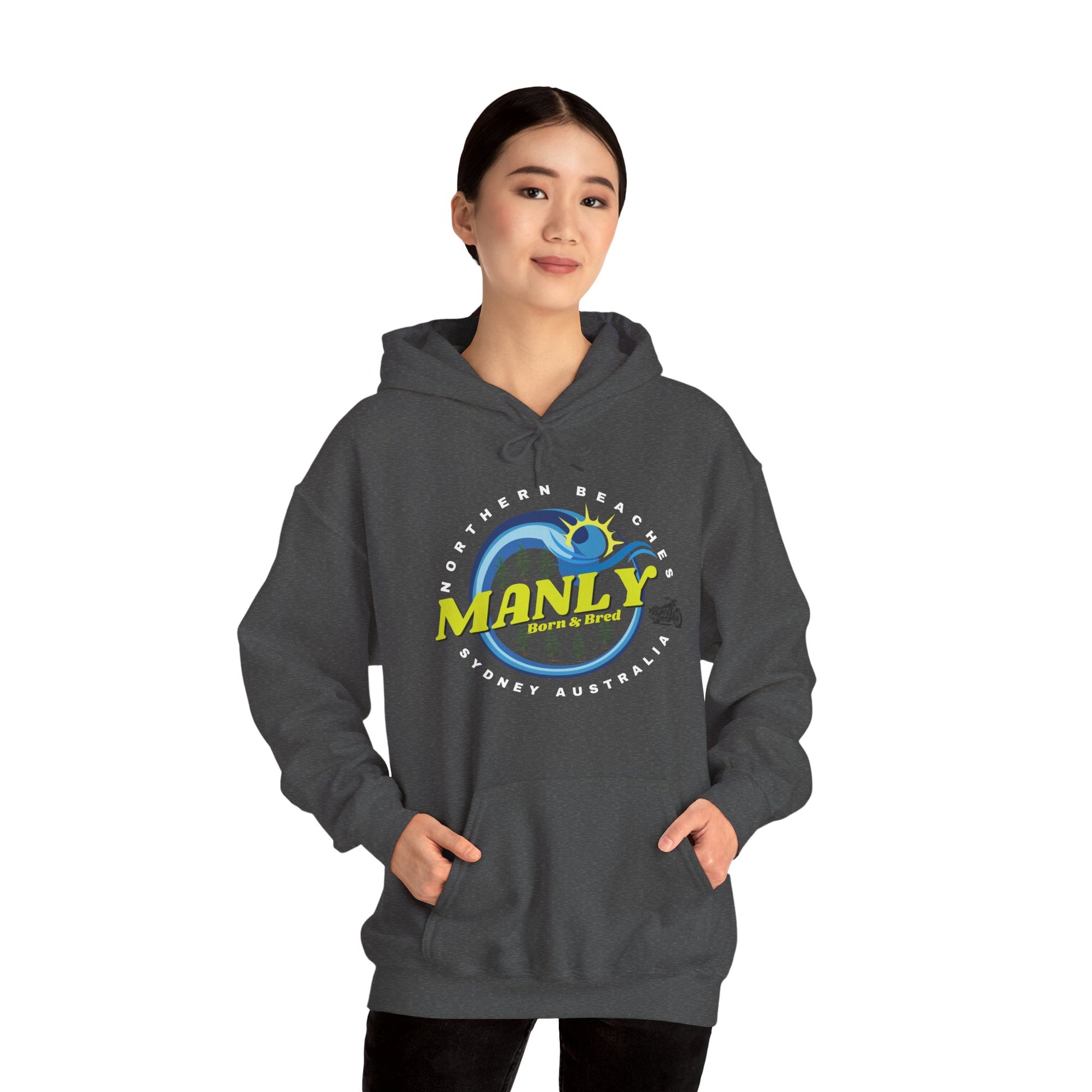 Lost Manly custom logo Manly Beach Surf Hoodie – Sydney Australia Vintage Surf Crest Hoodie - Lost Manly Shop