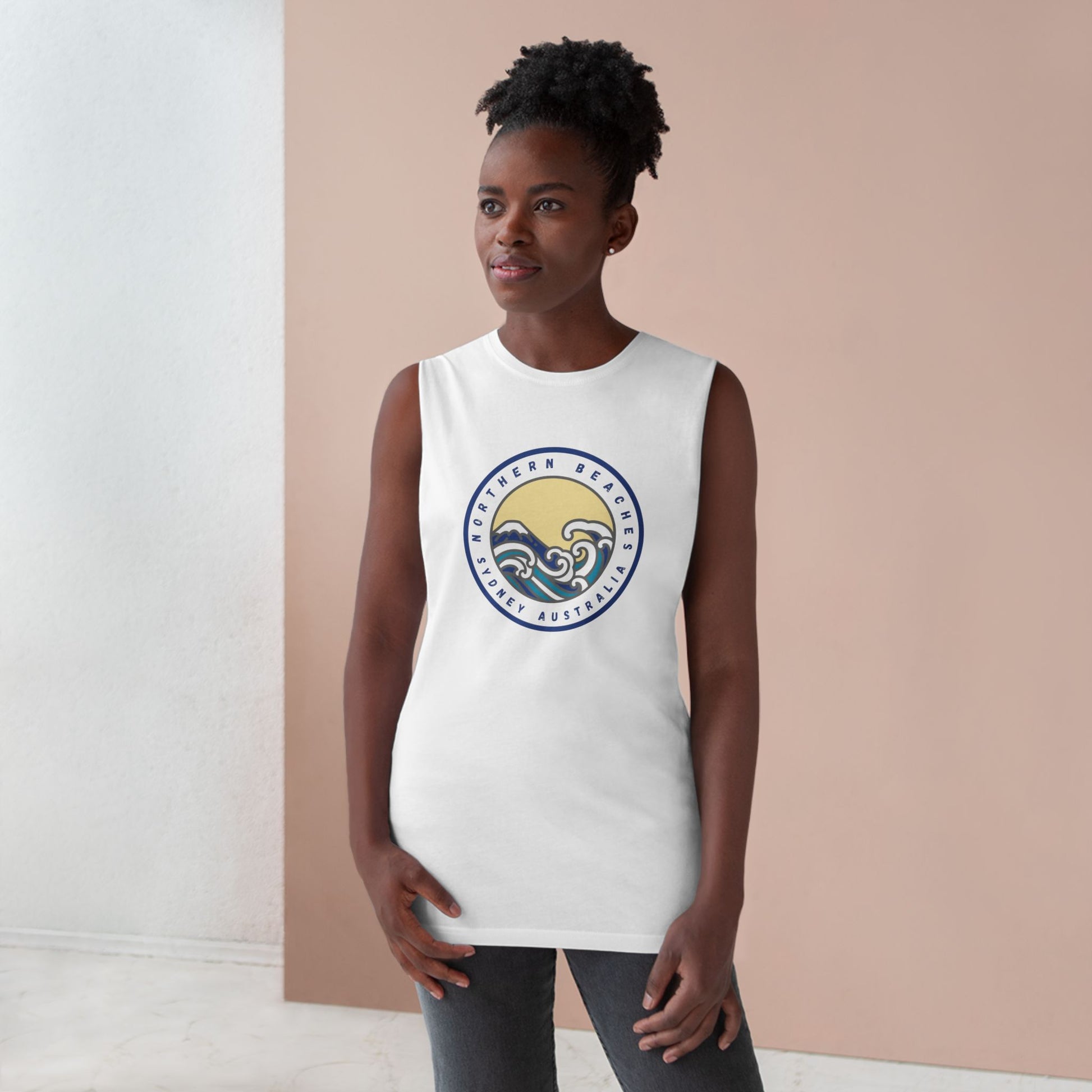 Lost Manly custom logo edition Barnard Tank Top — Minimalist White Muscle Tank - Lost Manly Shop