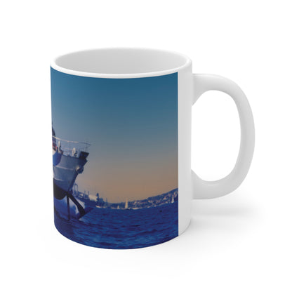 Coffee Mug - Curl Curl Hydrofoil in flight - Lost Manly Shop