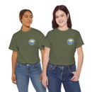Heavy Cotton T-Shirt with free Canva custom designed logo front and back 