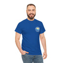 Heavy Cotton T-Shirt with free Canva custom designed logo front and back 