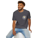 Collaroy custom logo front and sleeve. Lost Manly label. Unisex Soft style T-Shirt Printify