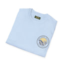 Collaroy custom logo front and sleeve. Lost Manly label. Unisex Soft style T-Shirt Printify