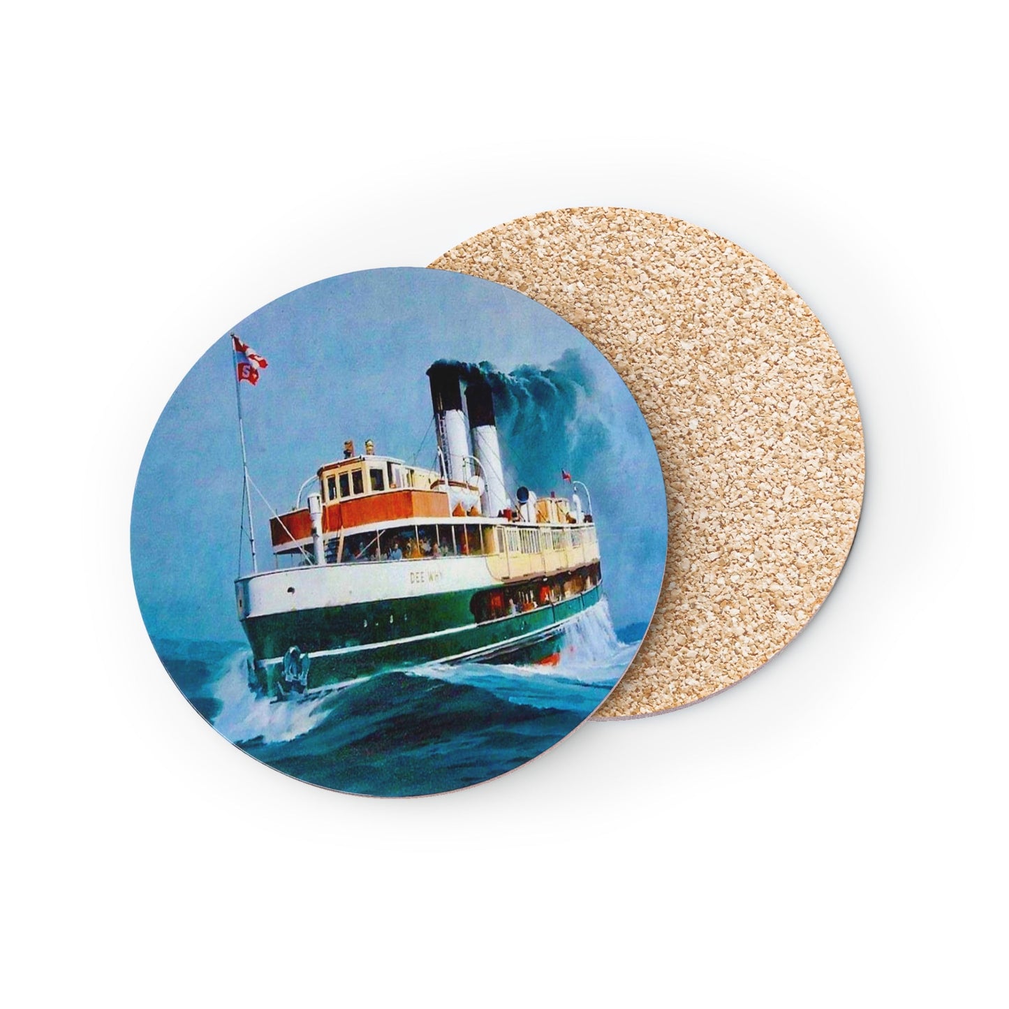 Cork Coasters - 'Dee Why' Manly Ferry Painting by Phil Belbin Artist Printify